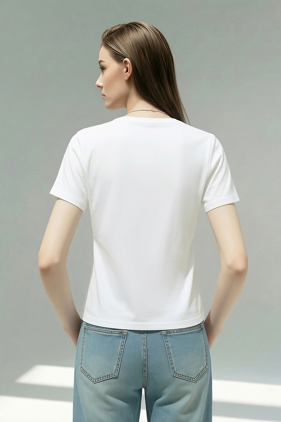 V-Neck Gathered Short Sleeve T-Shirt|AMII