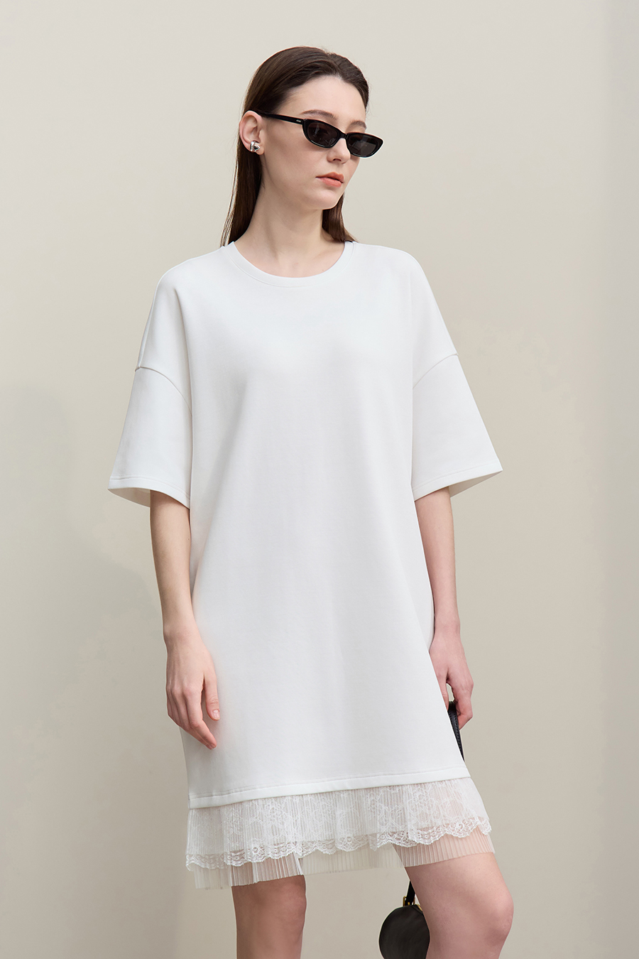 Lace Patchwork Drop Shoulder Dress