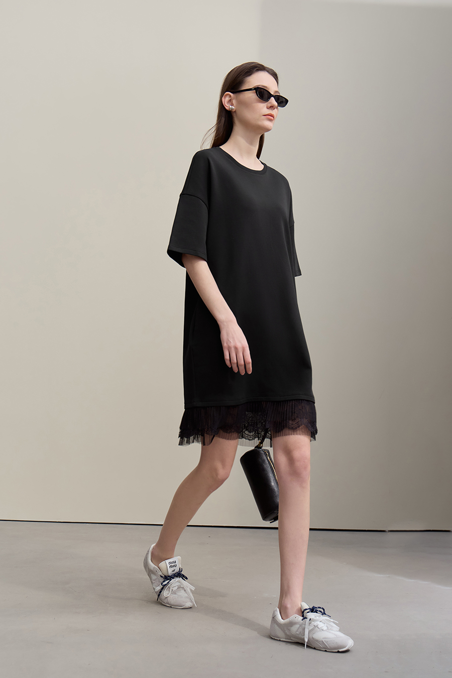 Lace Patchwork Drop Shoulder Dress