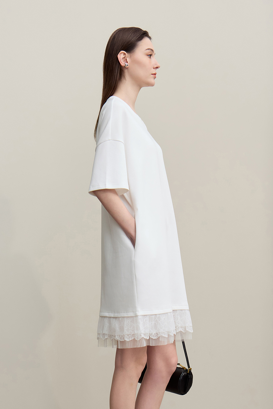 Lace Patchwork Drop Shoulder Dress