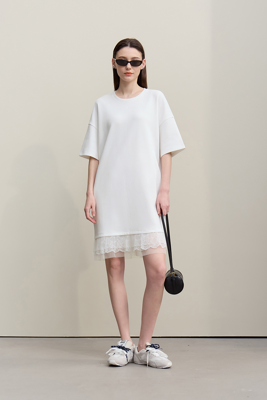 Lace Patchwork Drop Shoulder Dress