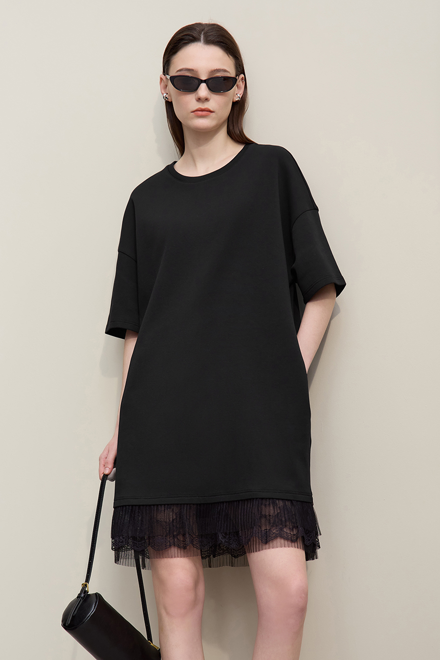 Lace Patchwork Drop Shoulder Dress