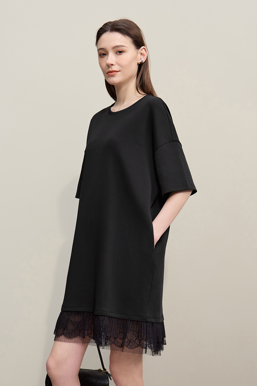 Lace Patchwork Drop Shoulder Dress