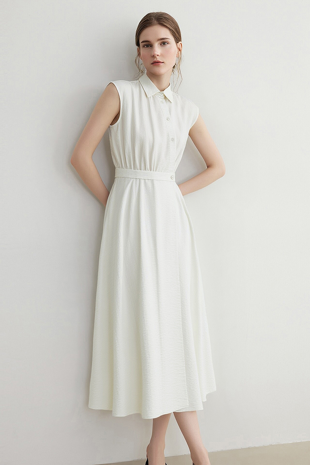 Lyocell Wool Blend Dress|AMII