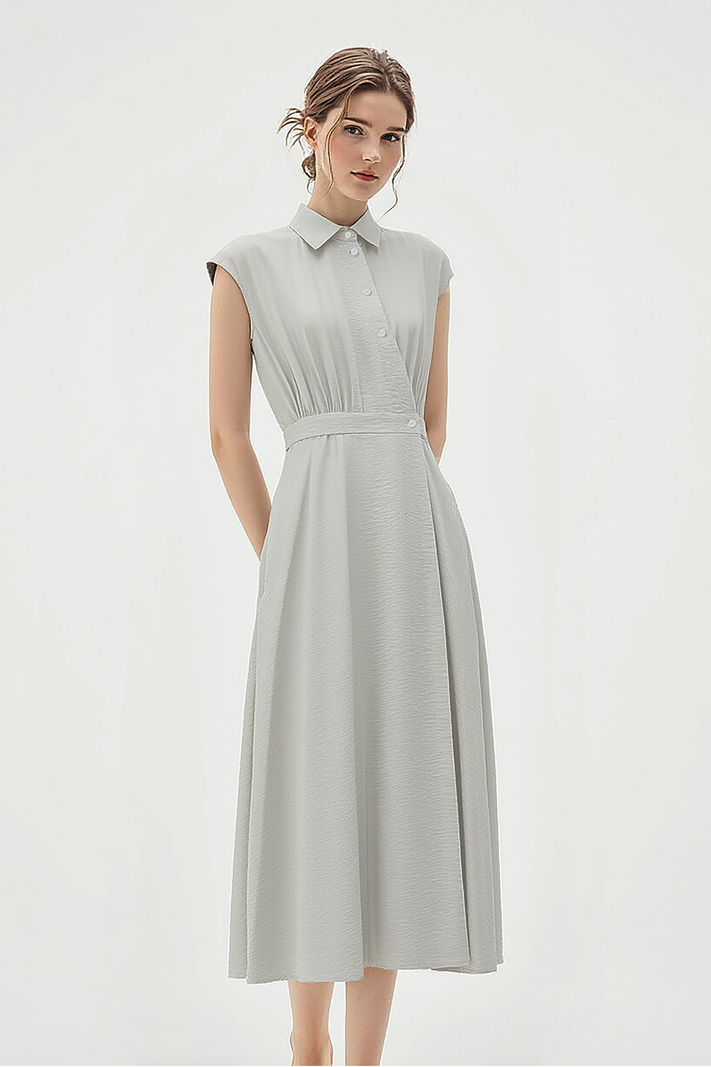 Lyocell Wool Blend Dress|AMII