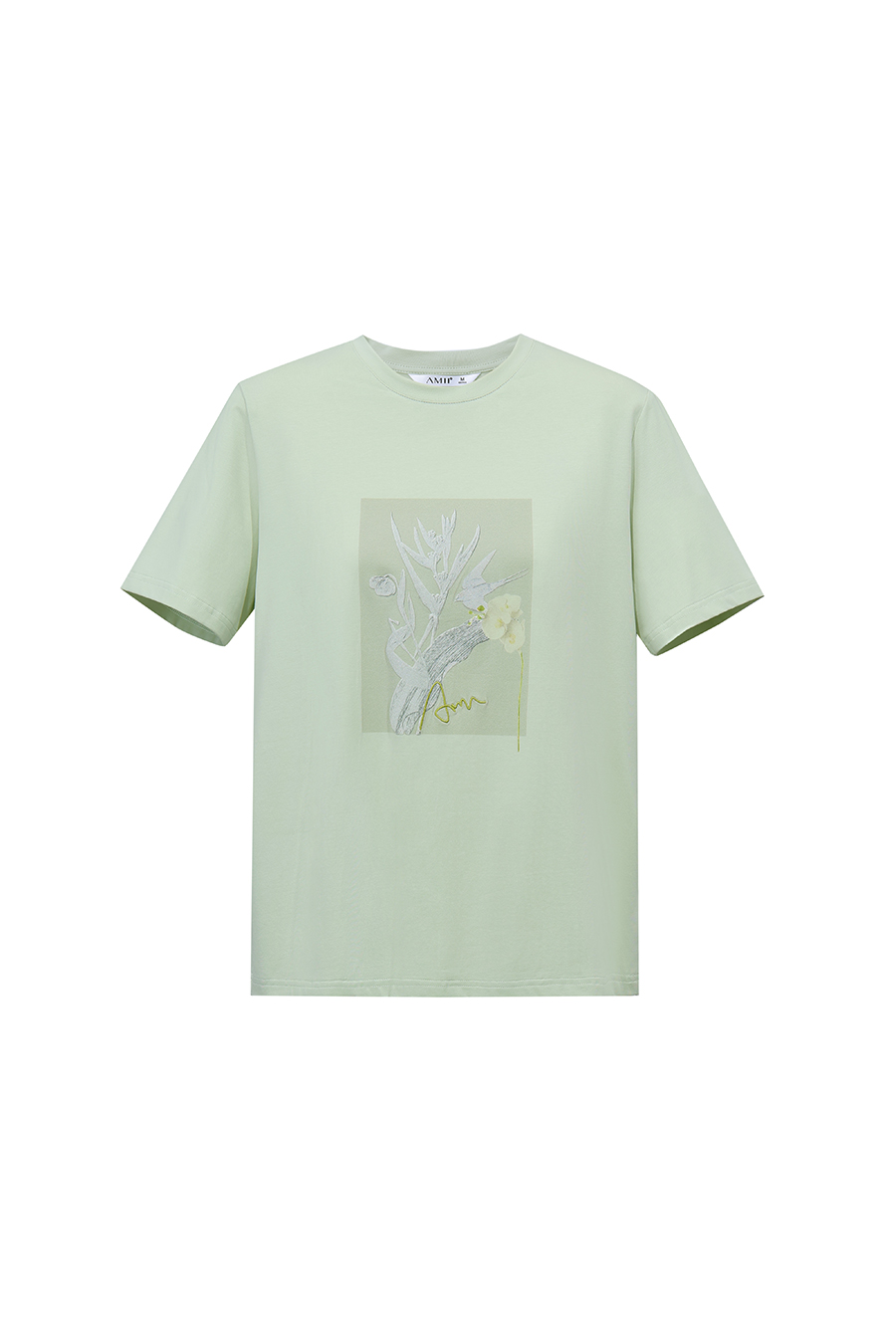 Embroidered Print Stretch Cotton T-Shirt|AMII