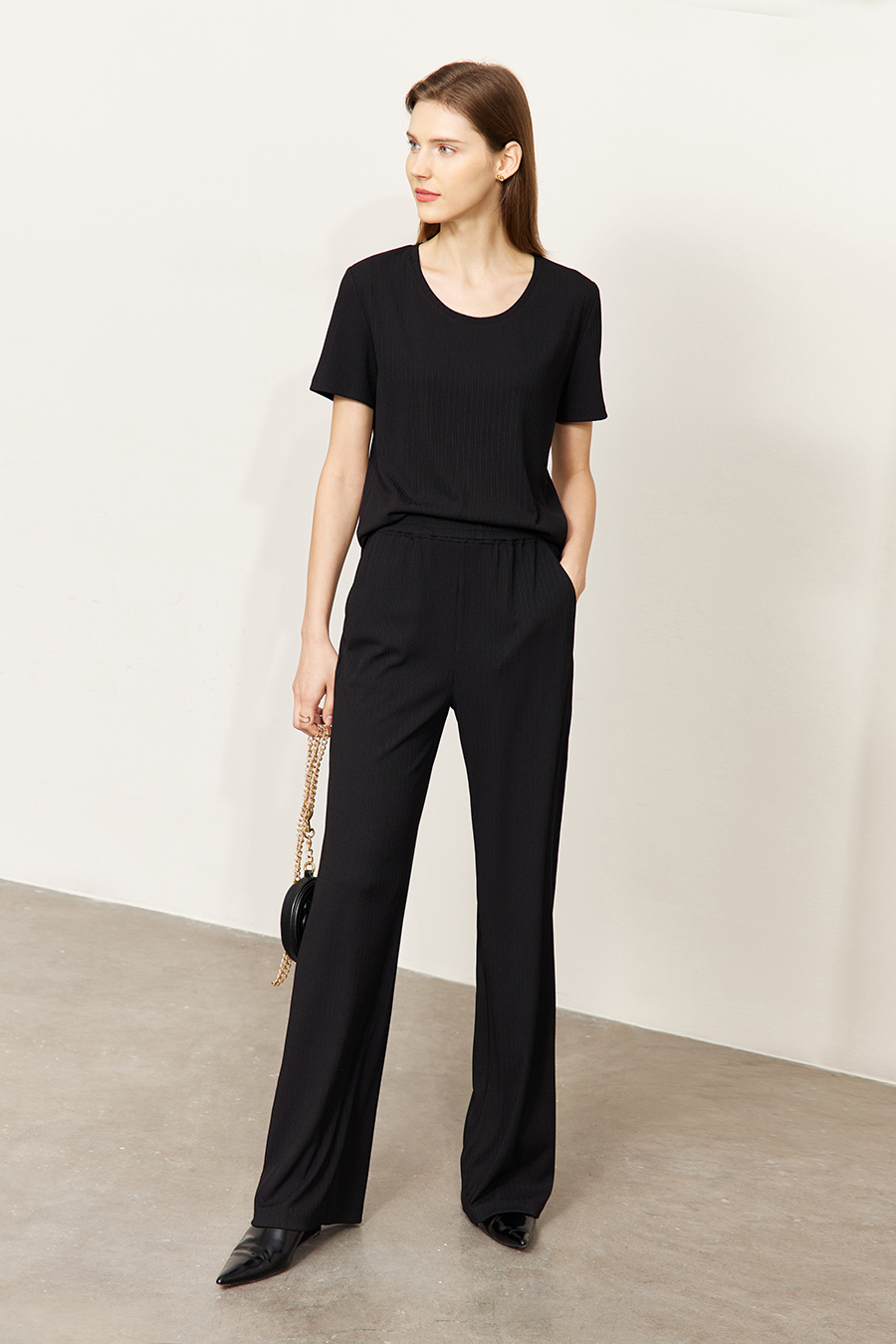 Knit Ribbed Casual Pants