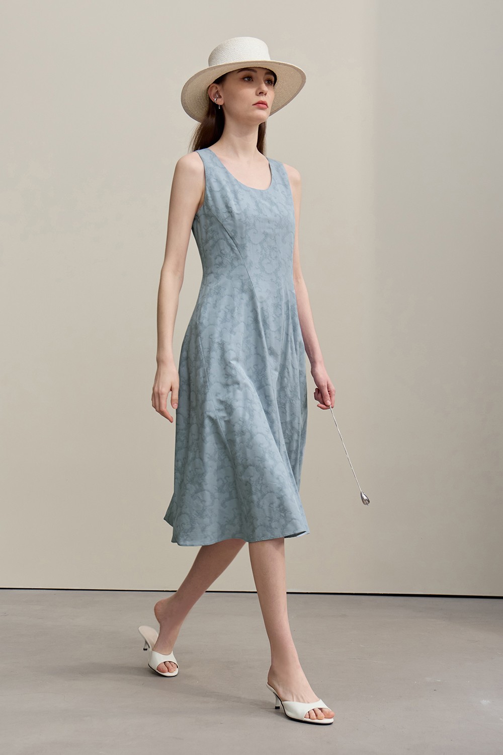 Jacquard Sleeveless Dress|AMII