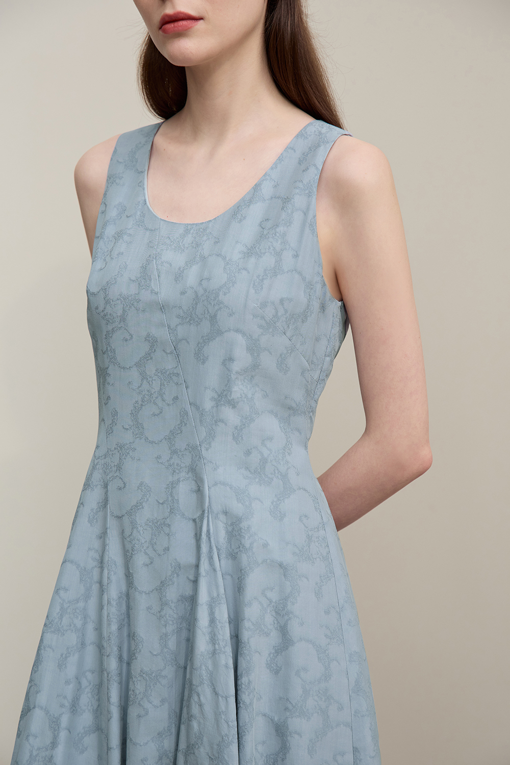 Jacquard Sleeveless Dress|AMII