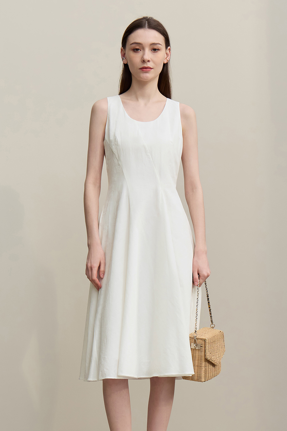 Jacquard Sleeveless Dress|AMII