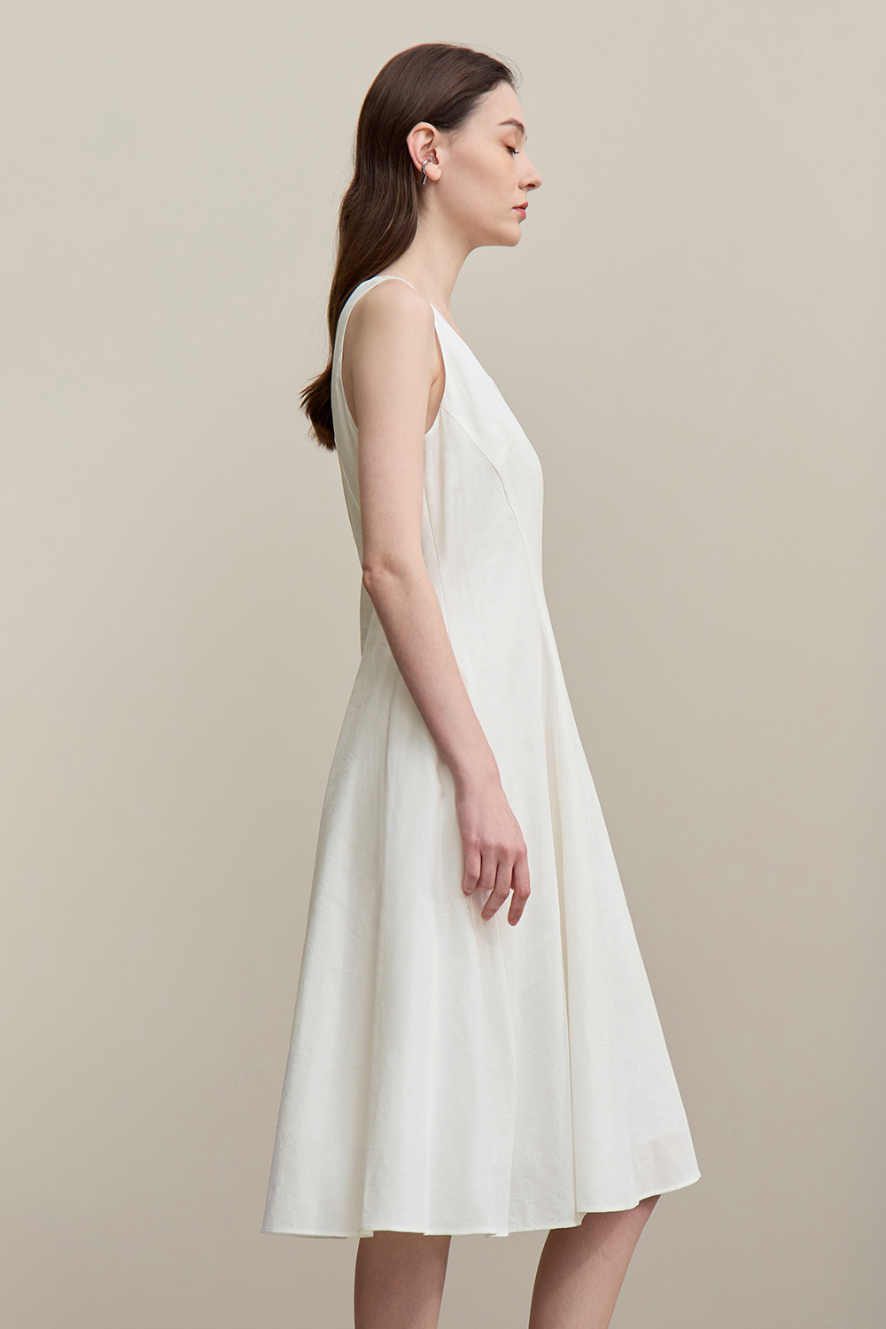 Jacquard Sleeveless Dress|AMII