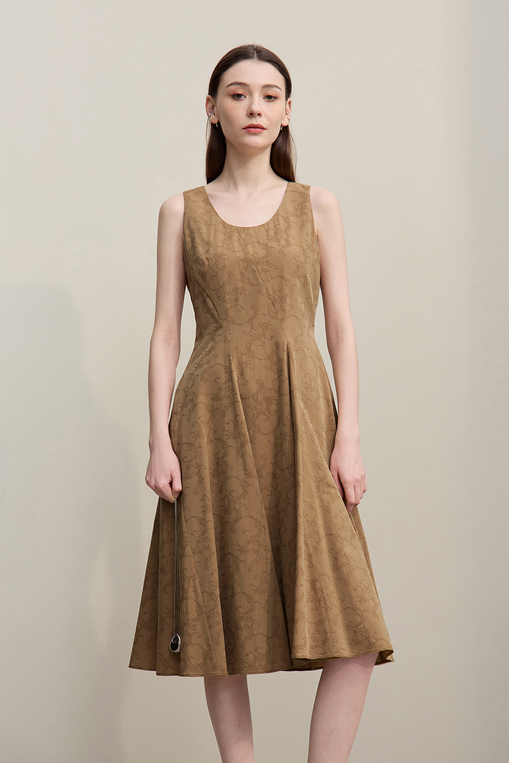 Jacquard Sleeveless Dress|AMII
