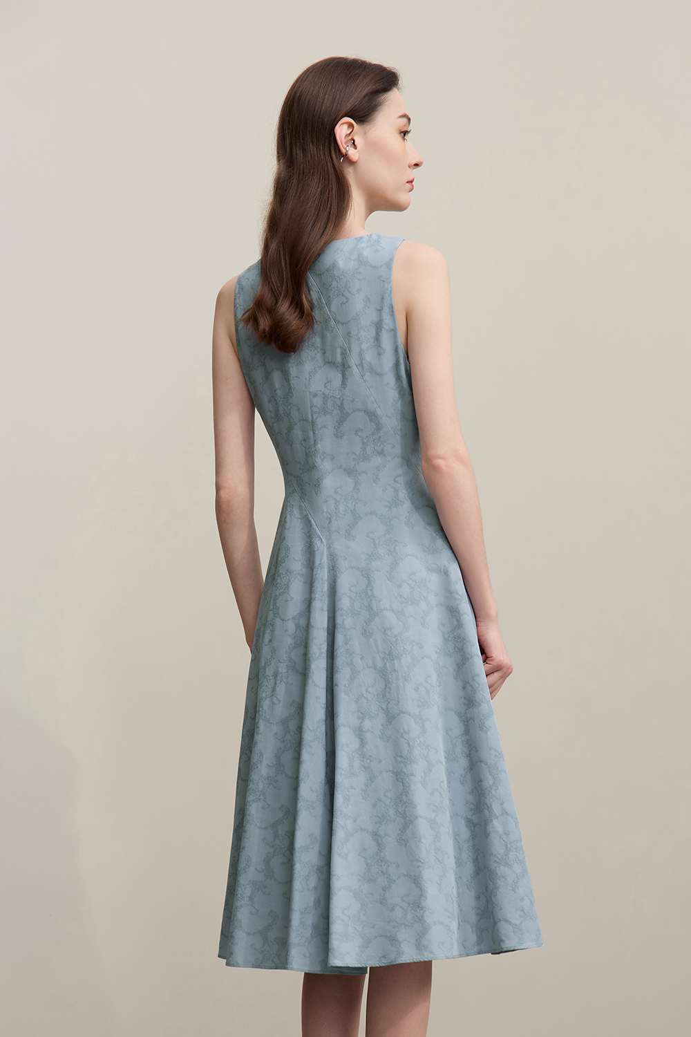 Jacquard Sleeveless Dress|AMII