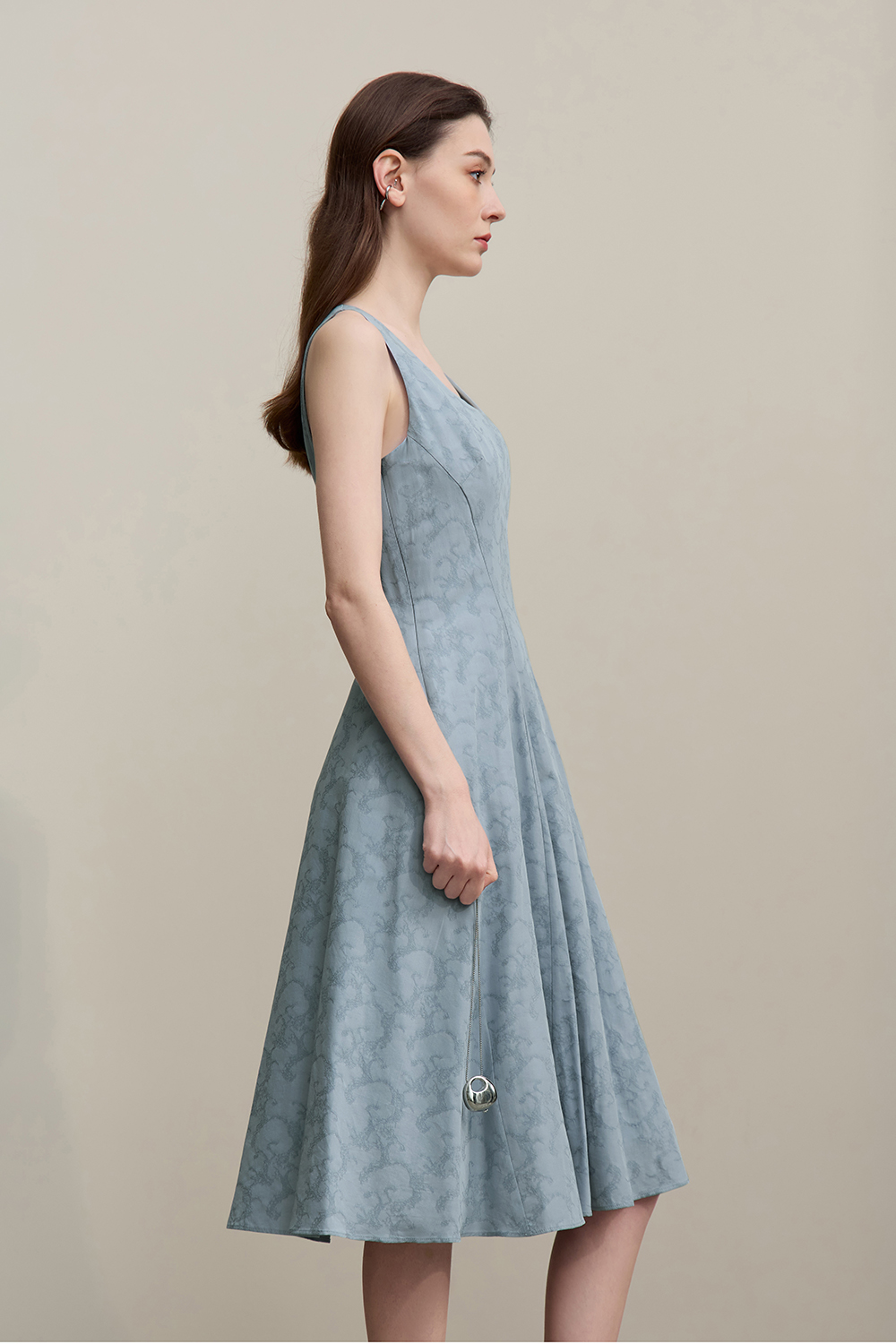 Jacquard Sleeveless Dress|AMII