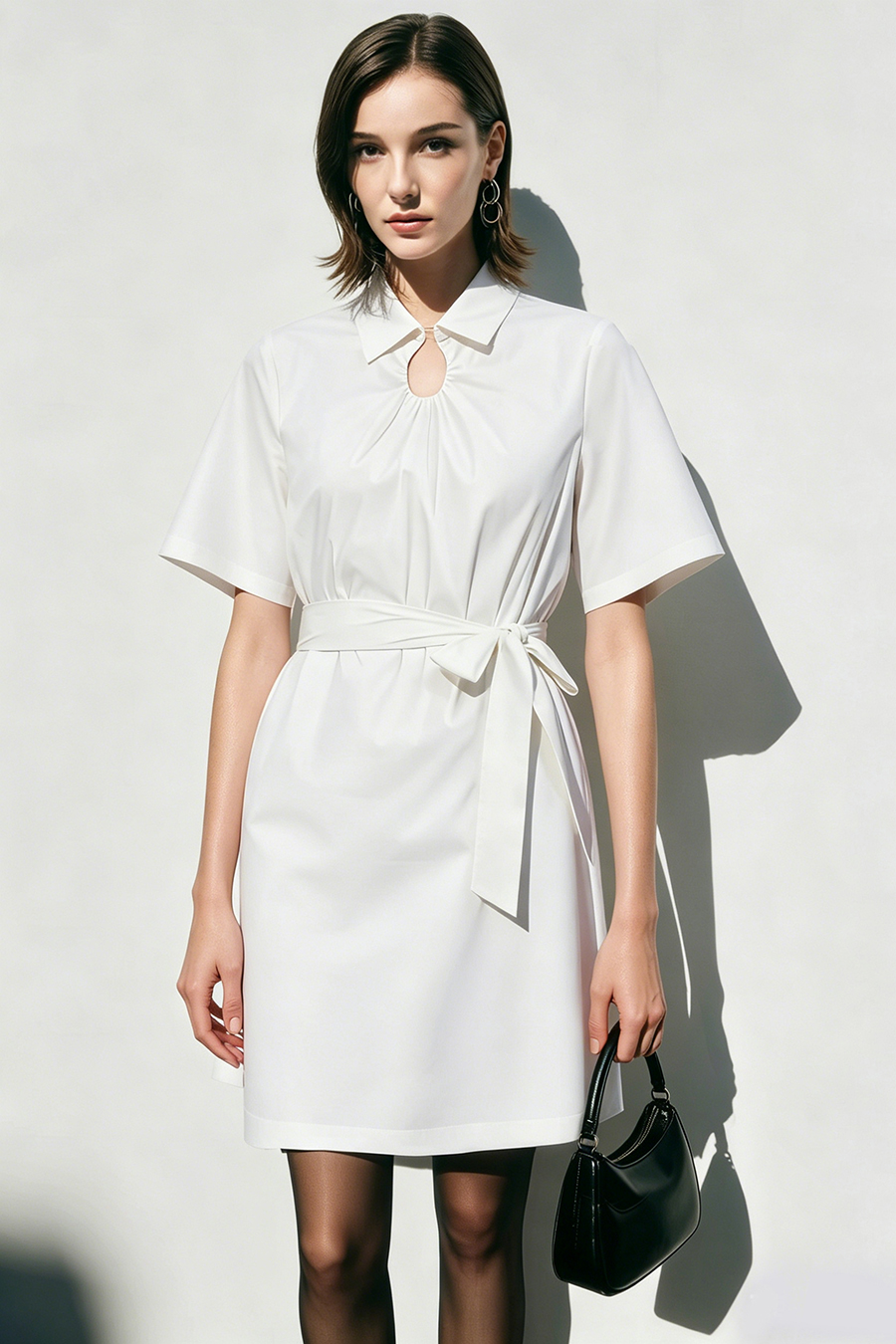Belted Lapel Dress|AMII