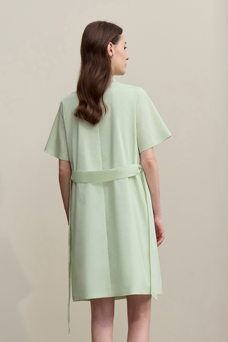 Belted Lapel Dress|AMII