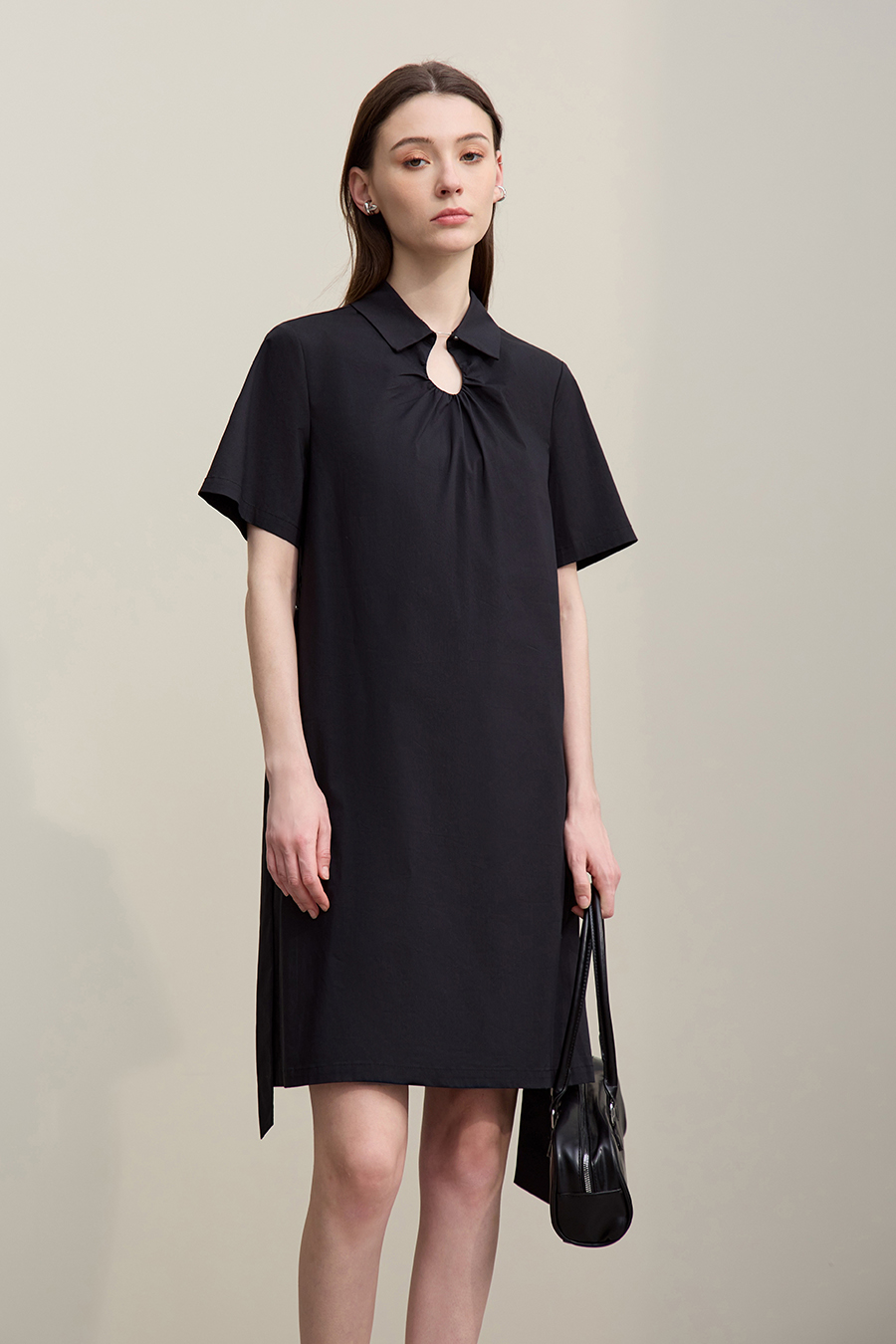 Belted Lapel Dress|AMII