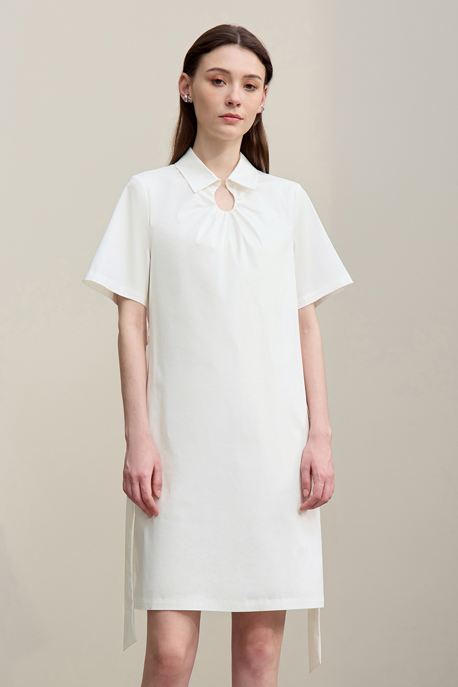 Belted Lapel Dress|AMII