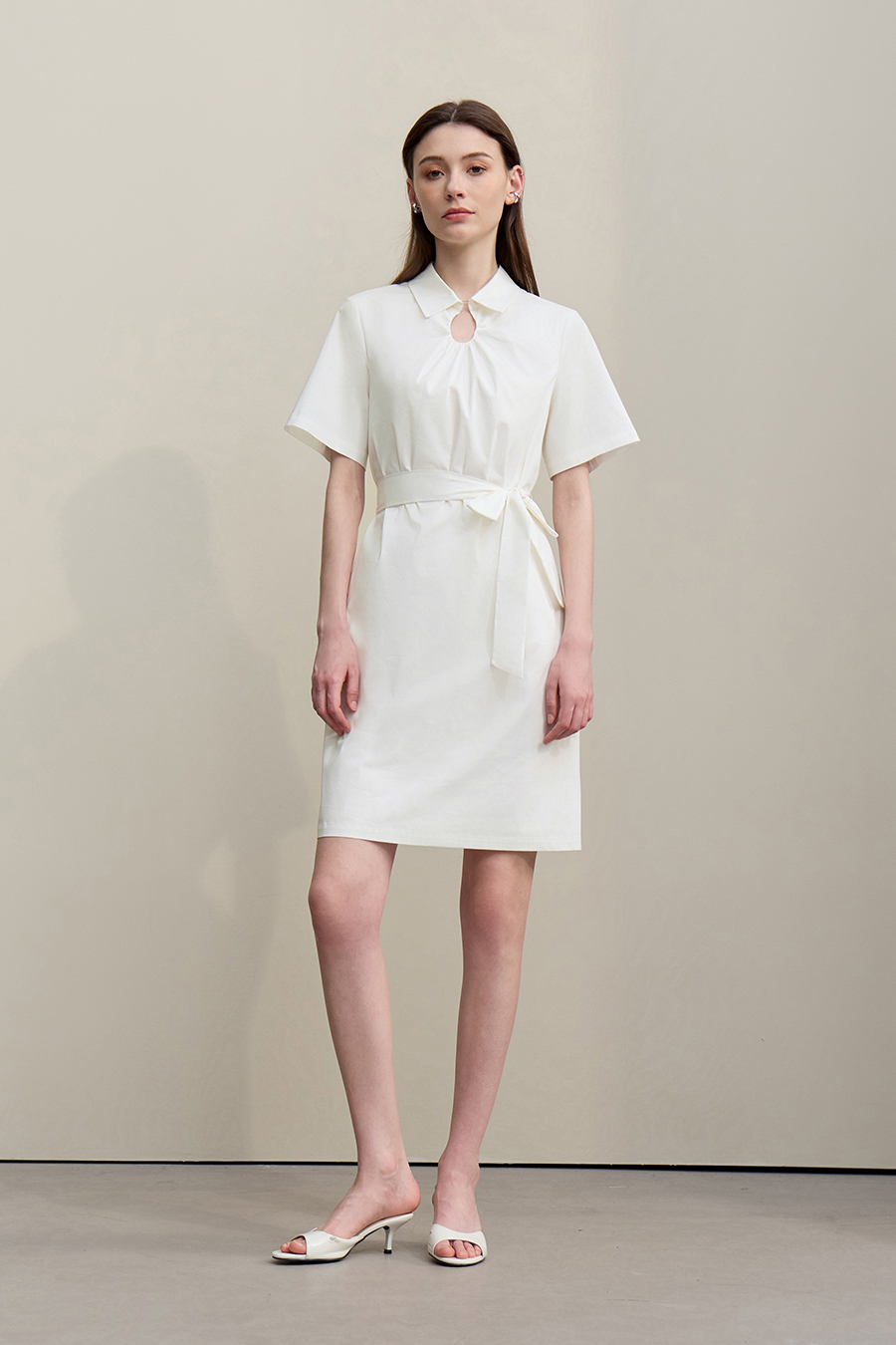 Belted Lapel Dress|AMII