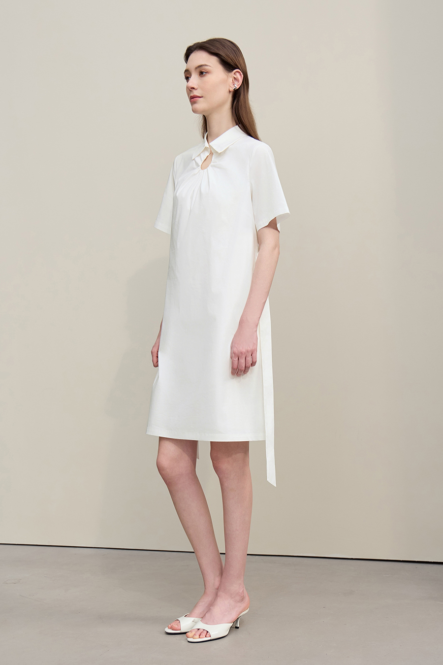 Belted Lapel Dress|AMII