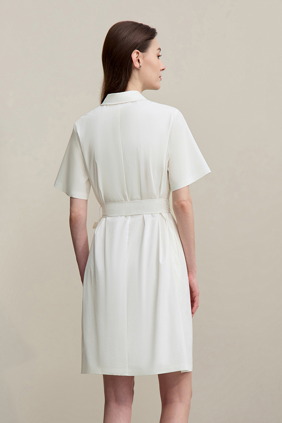 Belted Lapel Dress|AMII