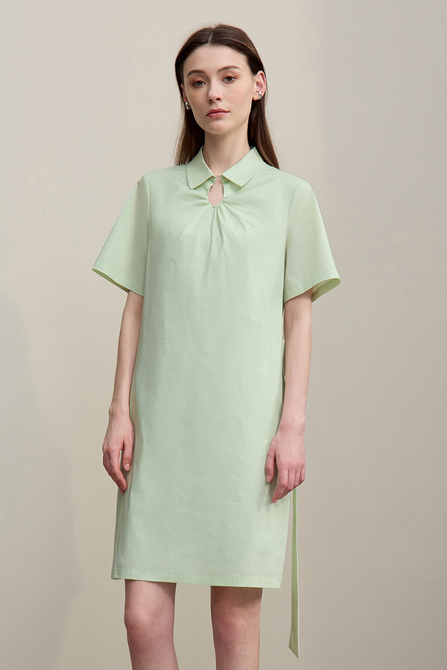 Belted Lapel Dress|AMII