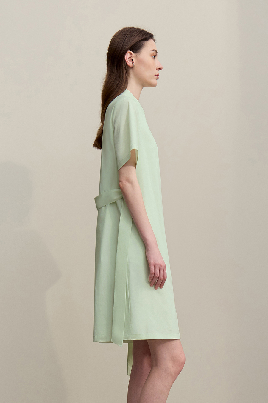 Belted Lapel Dress|AMII
