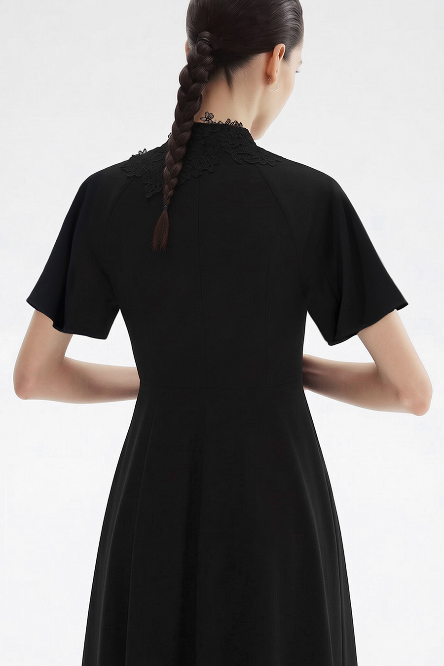 Lace Spliced Tie Dress|AMII