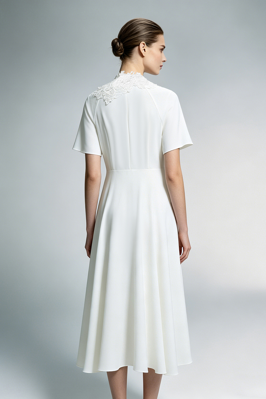 Lace Spliced Tie Dress|AMII