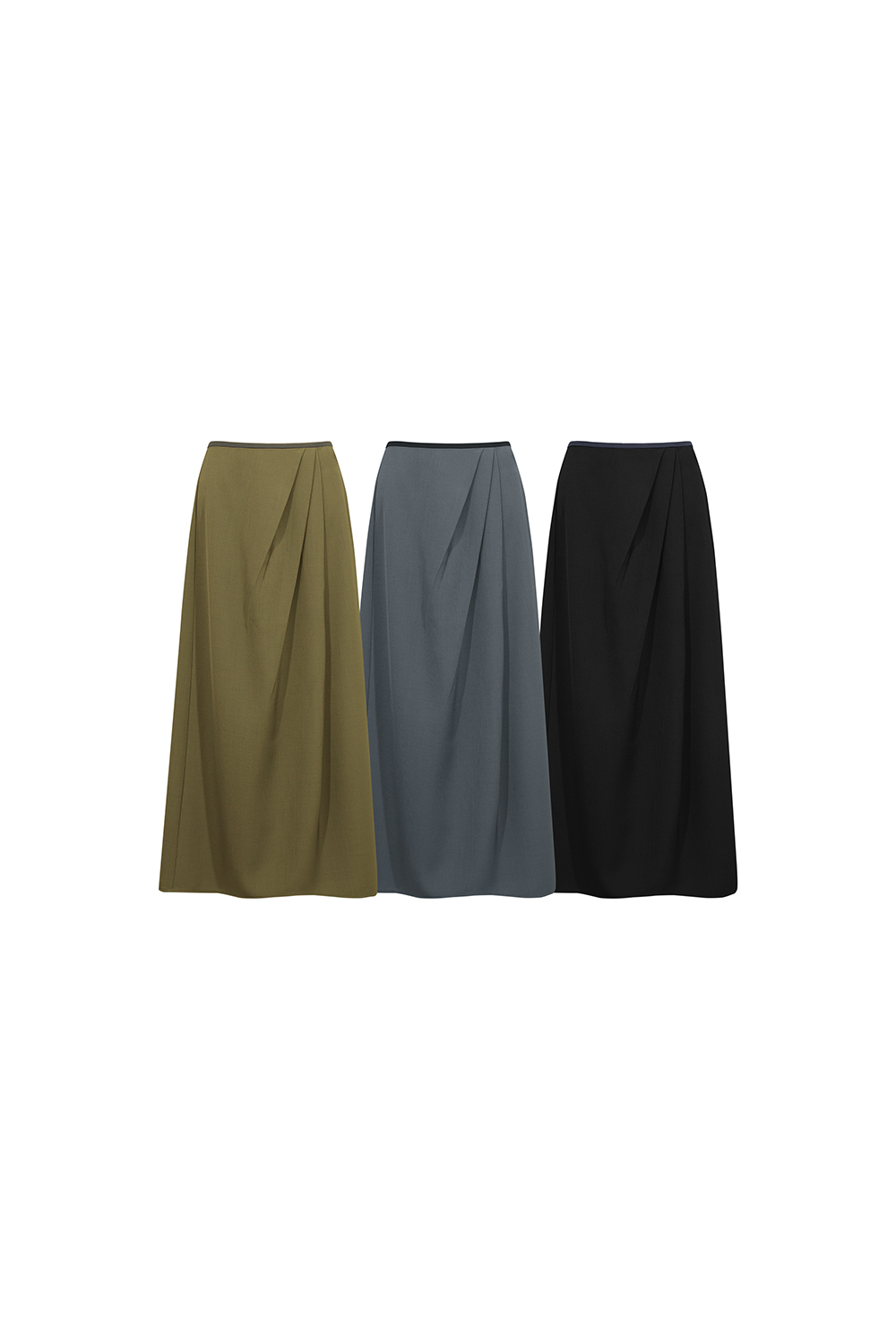 Pleated Slit Skirt