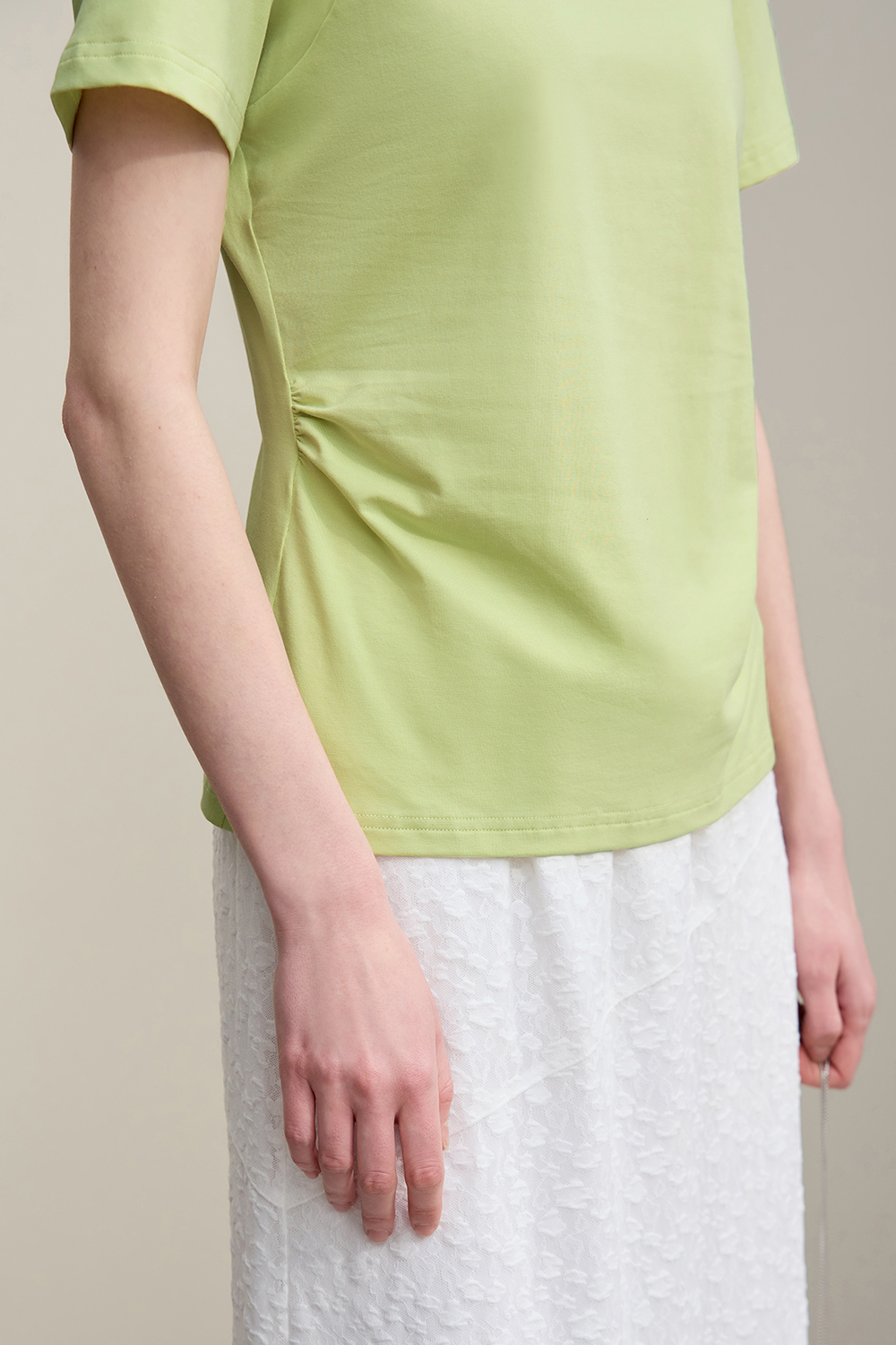 Lapel Frog Button Cotton Stretch T-shirt