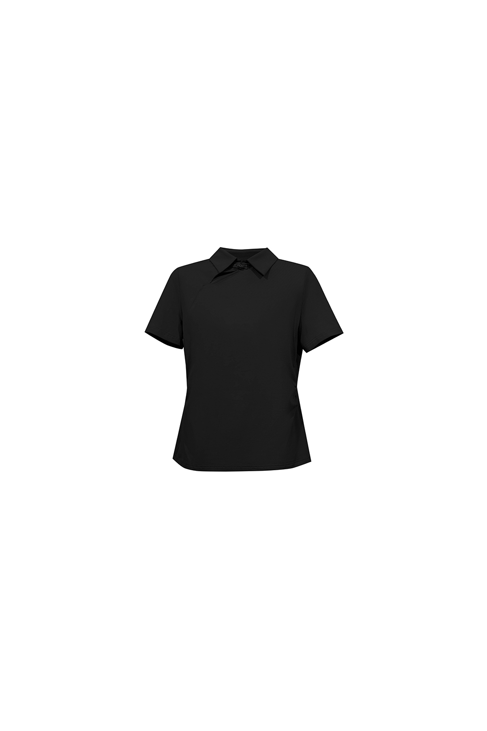Lapel Frog Button Cotton Stretch T-shirt