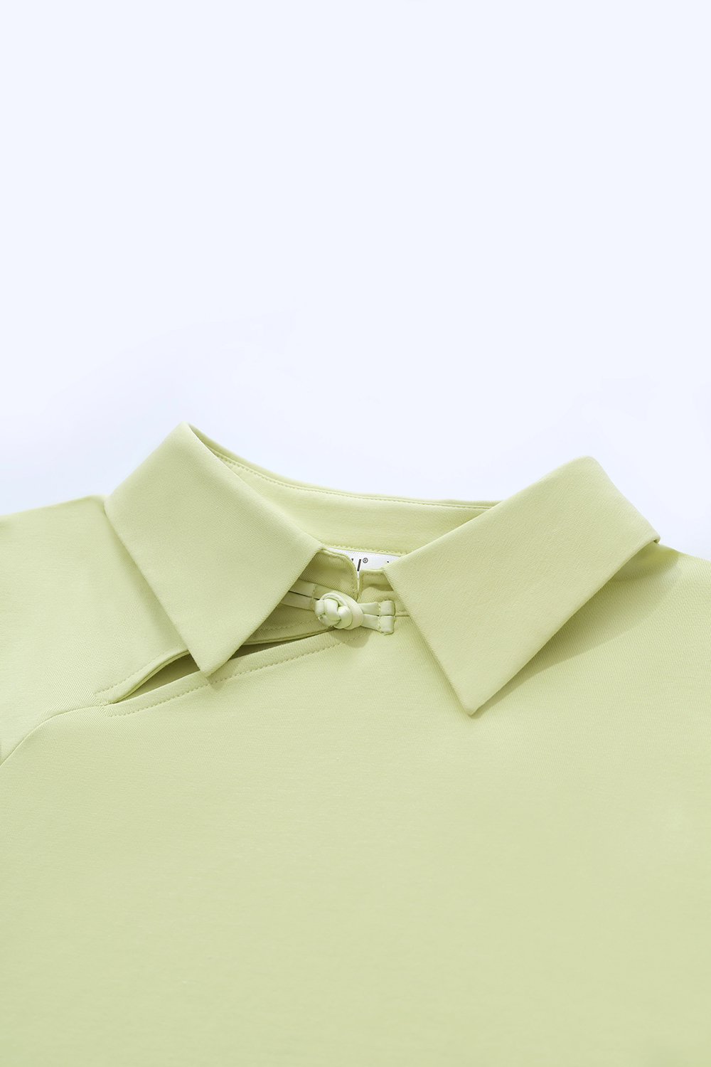 Lapel Frog Button Cotton Stretch T-shirt