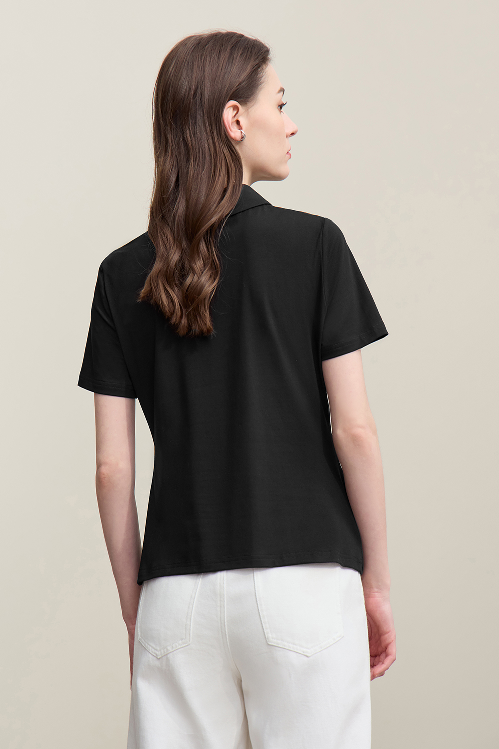 Lapel Frog Button Cotton Stretch T-shirt