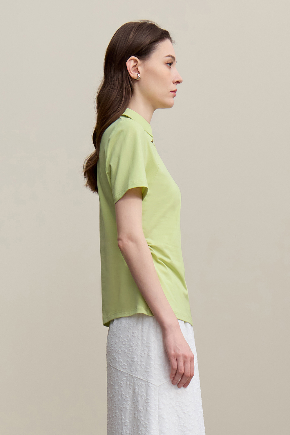 Lapel Frog Button Cotton Stretch T-shirt
