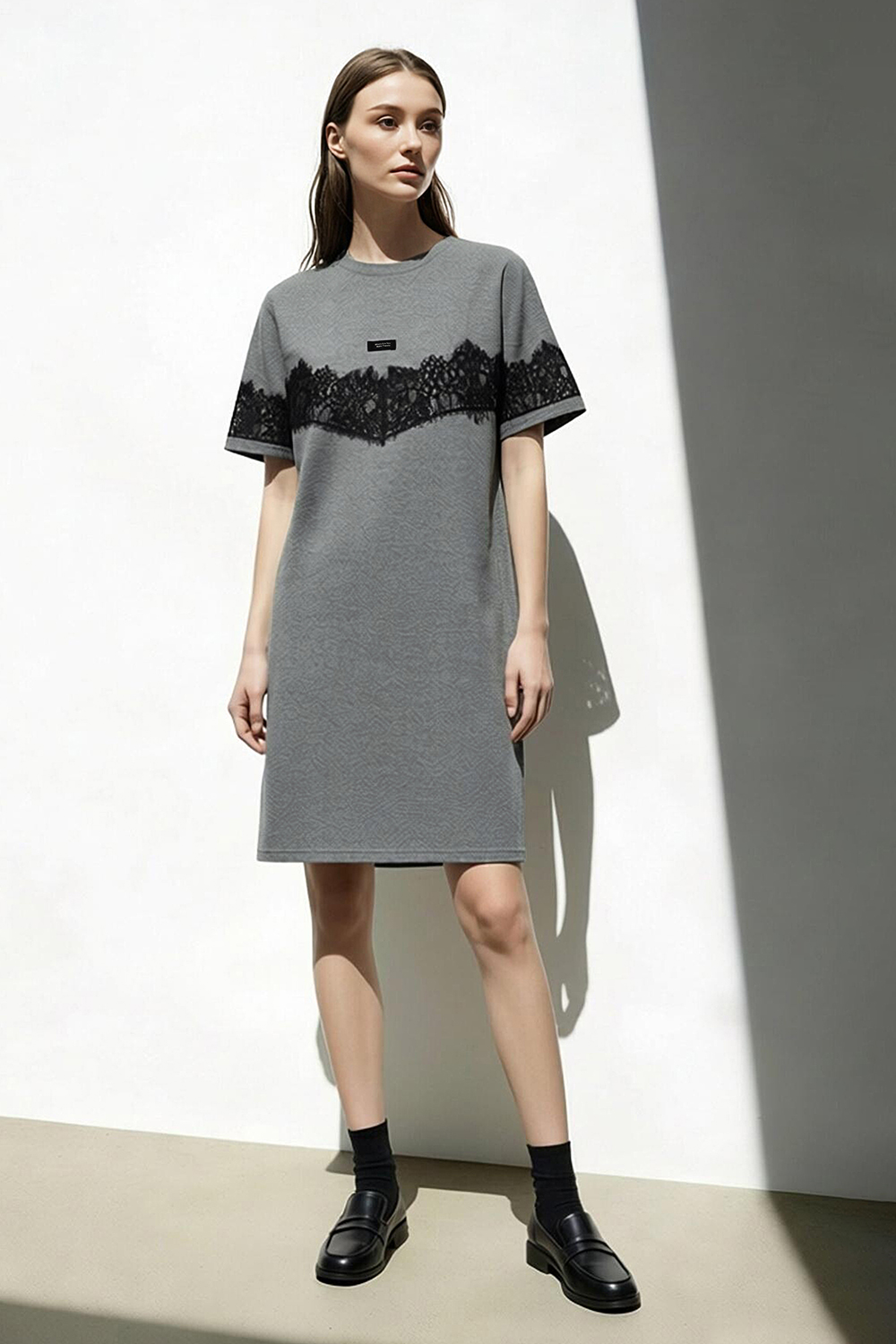 Lace Spliced Loose Dress