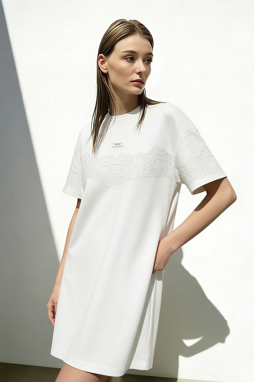 Lace Spliced Loose Dress