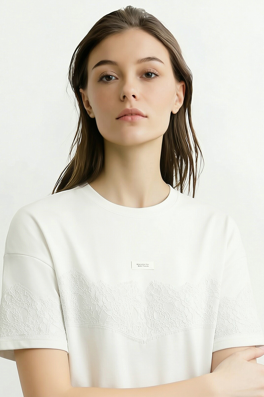 Lace Spliced Loose Dress