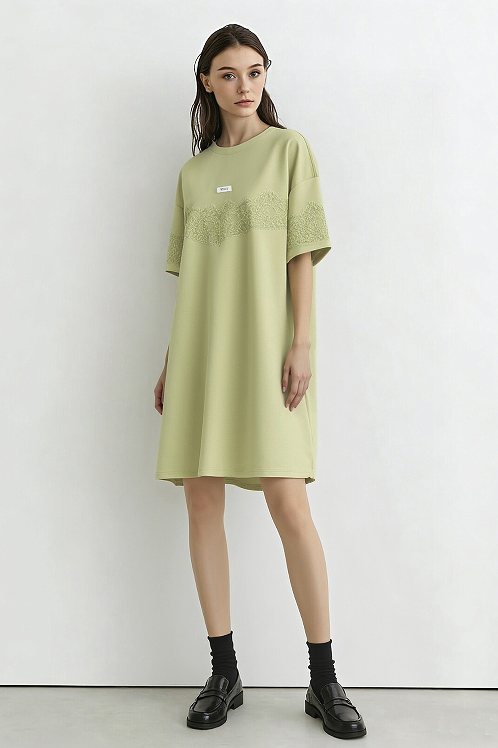 Lace Spliced Loose Dress