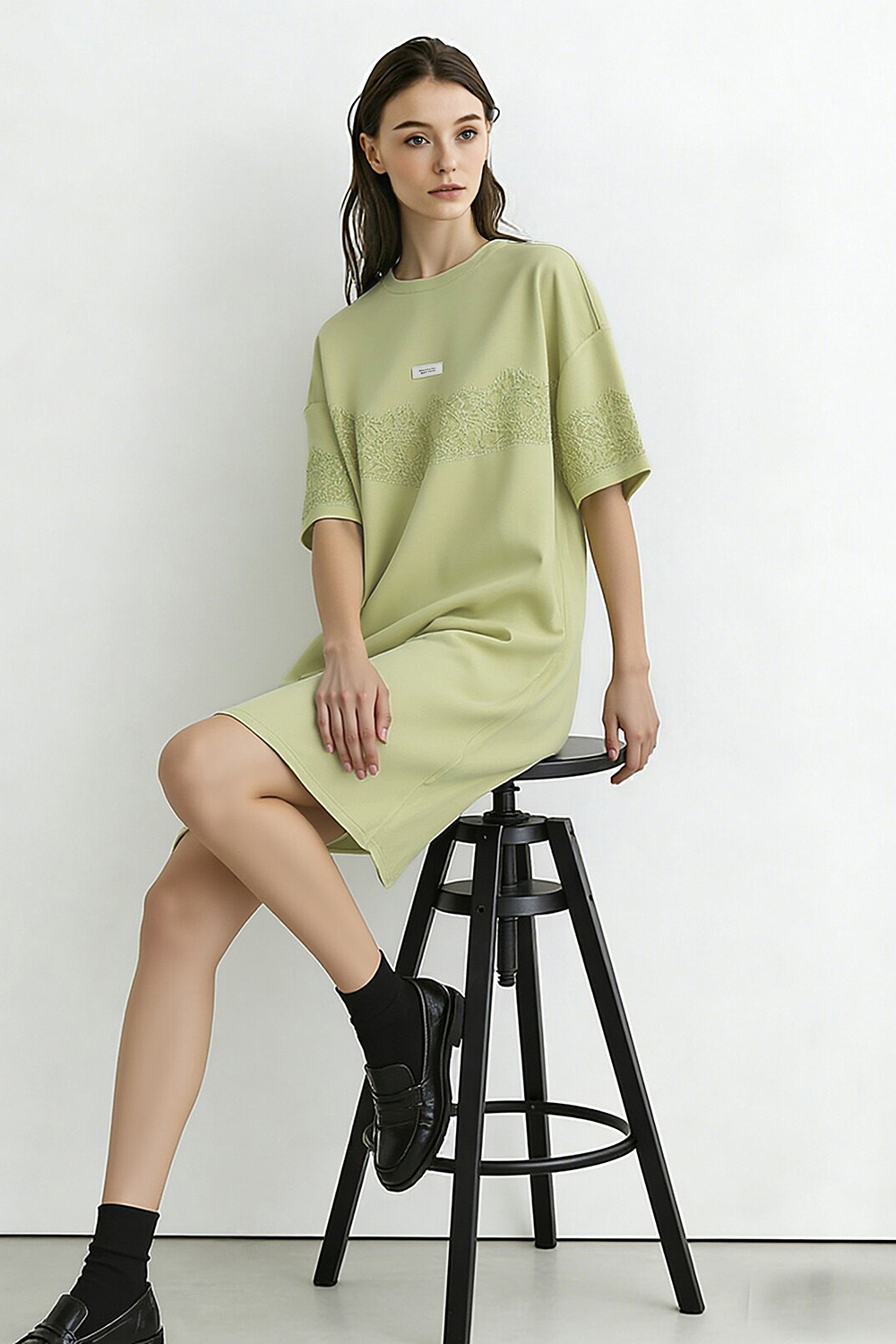 Lace Spliced Loose Dress