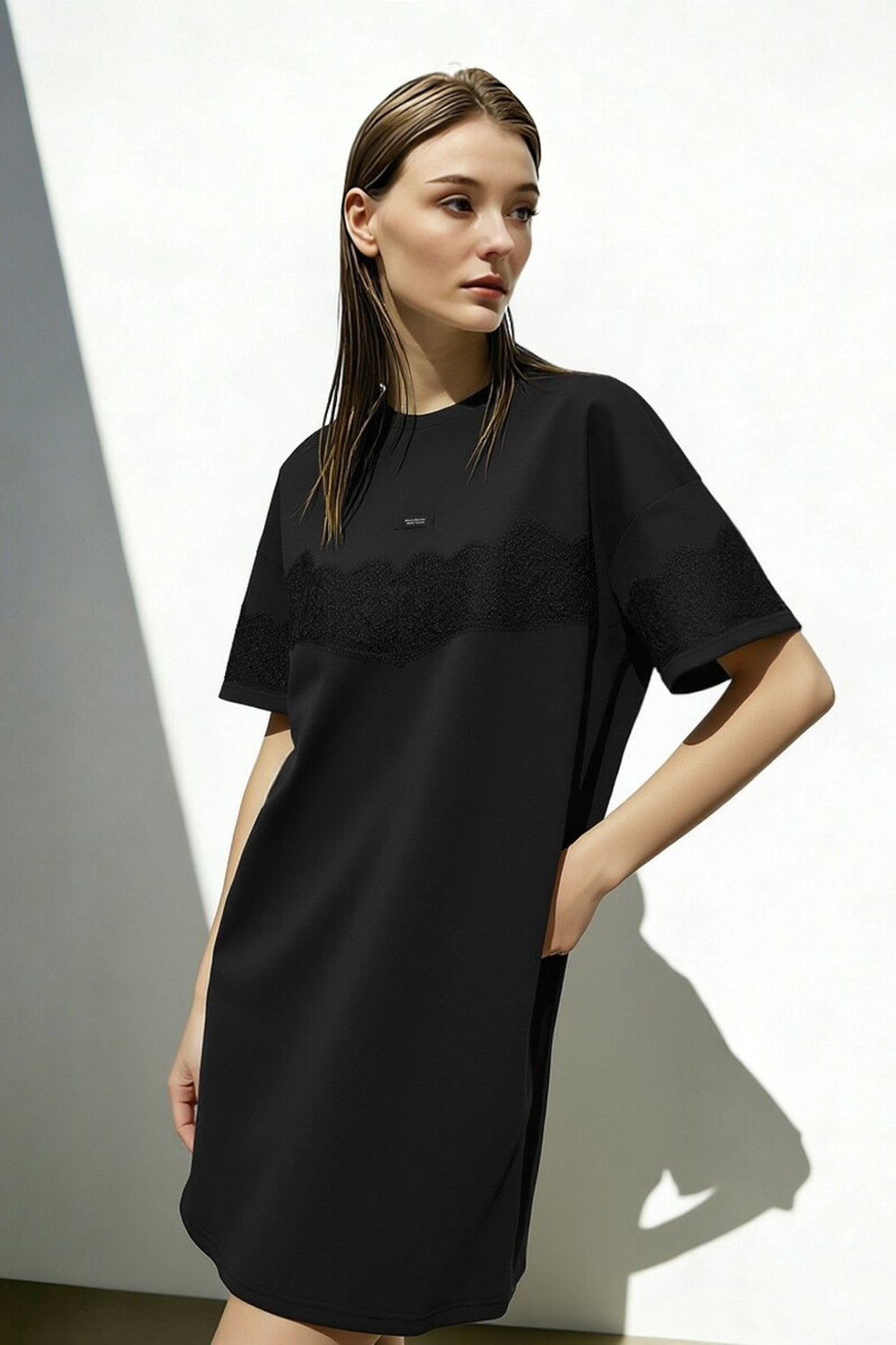 Lace Spliced Loose Dress