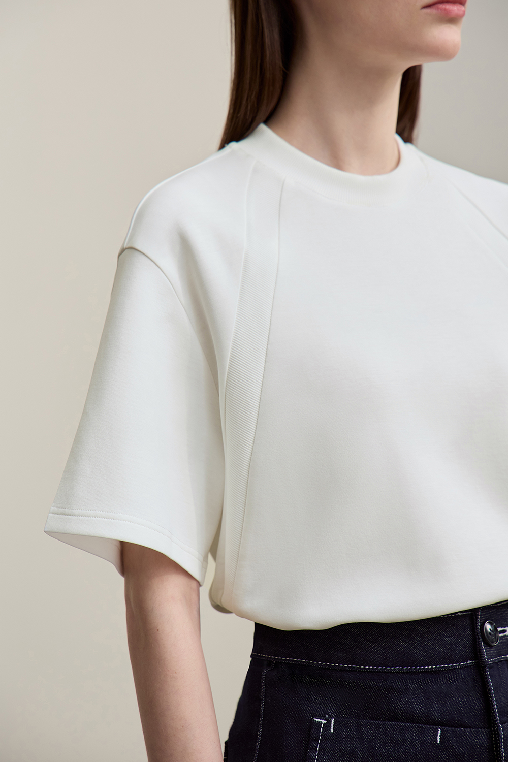 Ribbed Spliced Air Layer T-shirt