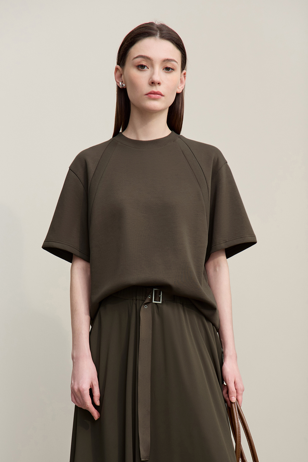 Ribbed Spliced Air Layer T-shirt