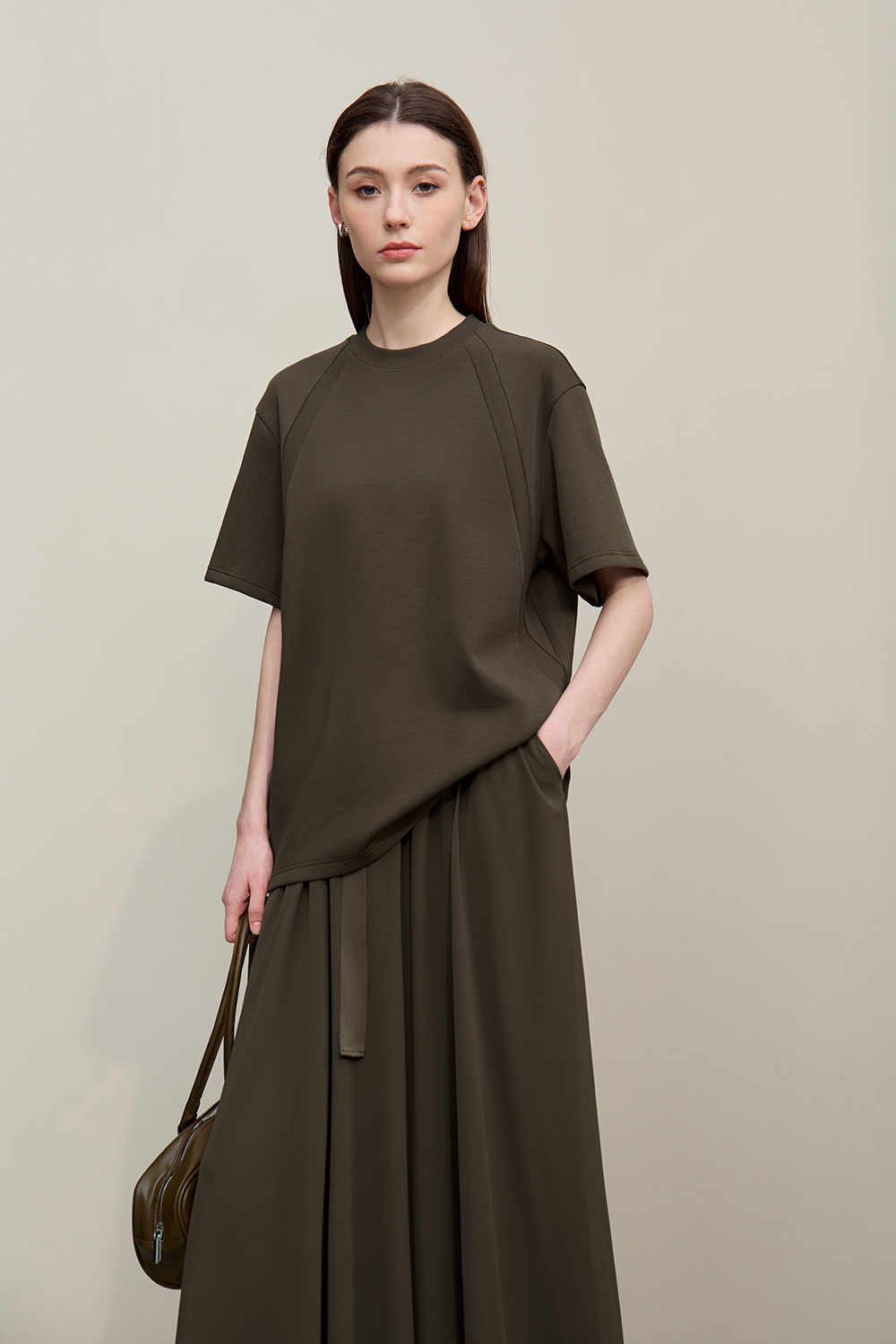 Ribbed Spliced Air Layer T-shirt