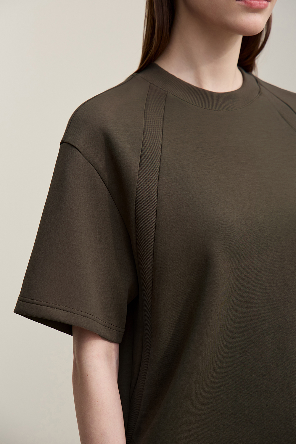 Ribbed Spliced Air Layer T-shirt