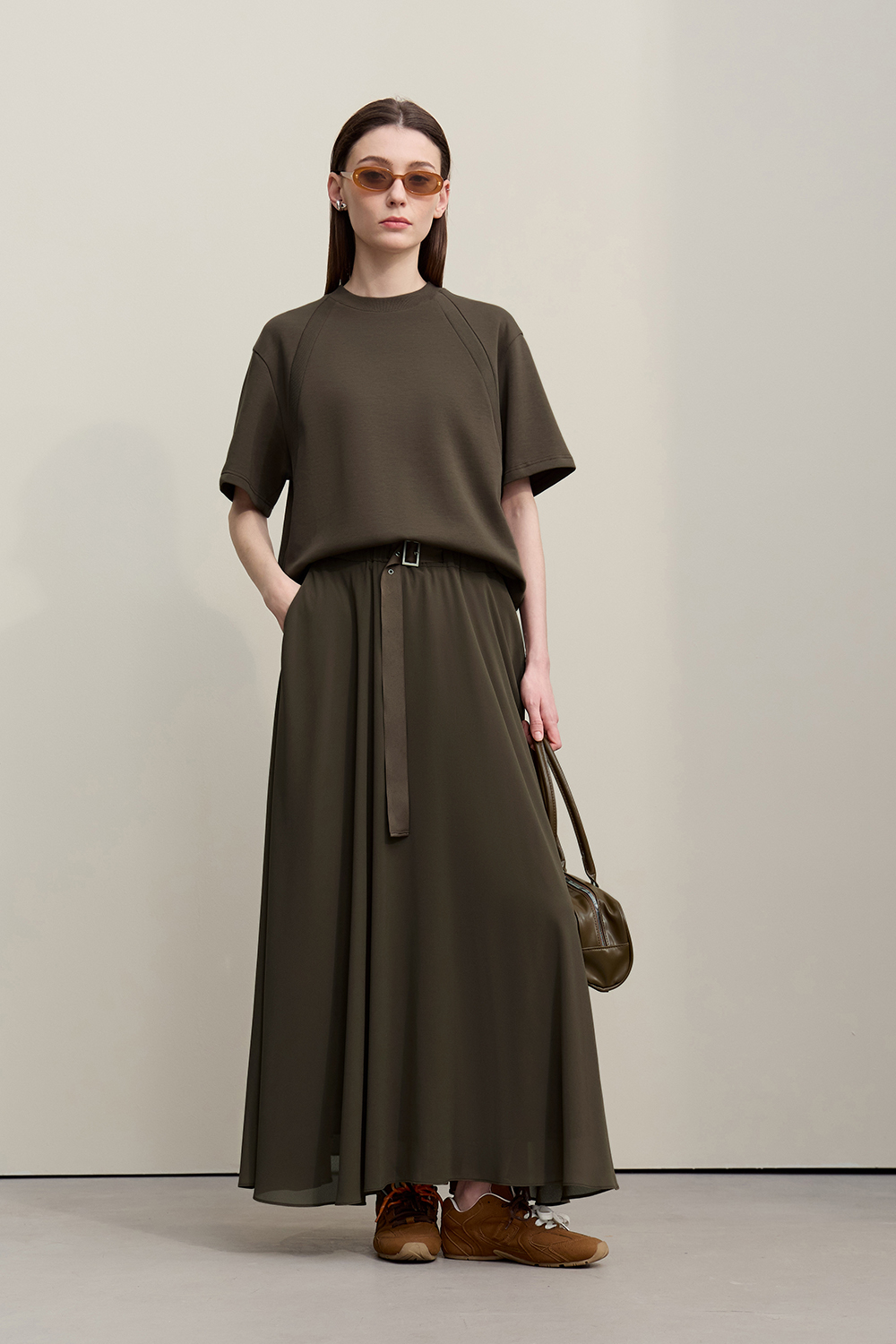 Ribbed Spliced Air Layer T-shirt