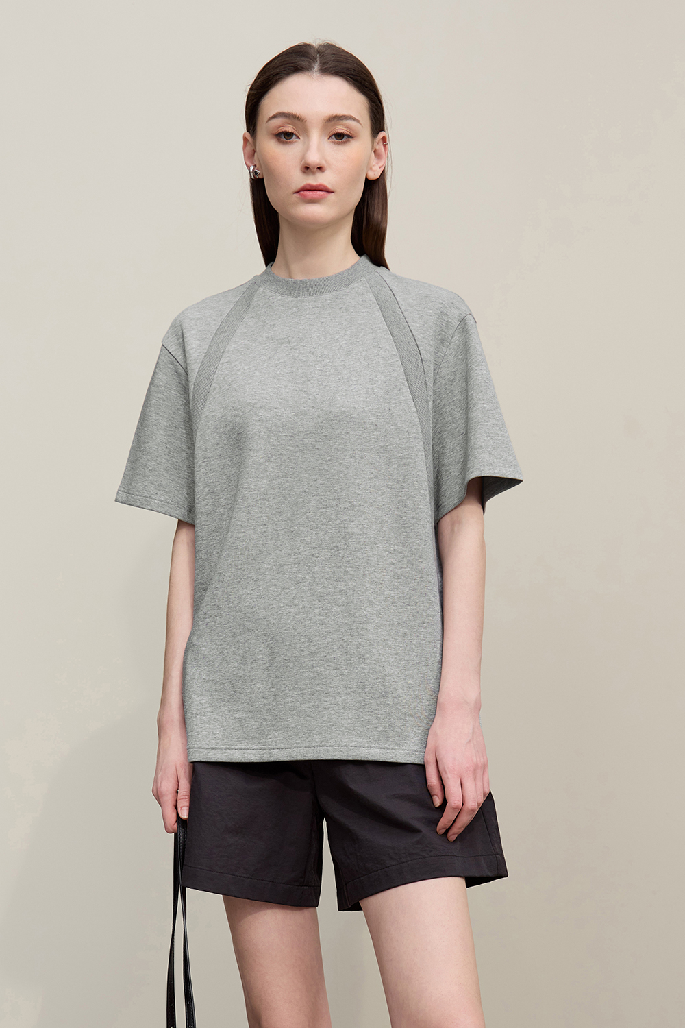 Ribbed Spliced Air Layer T-shirt