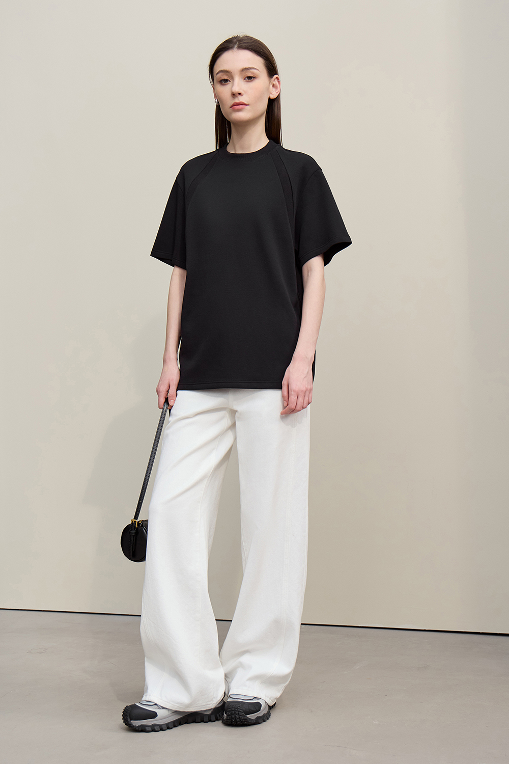 Ribbed Spliced Air Layer T-shirt