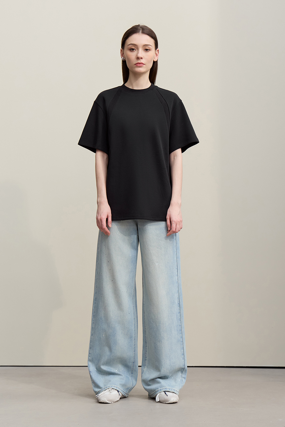 Ribbed Spliced Air Layer T-shirt