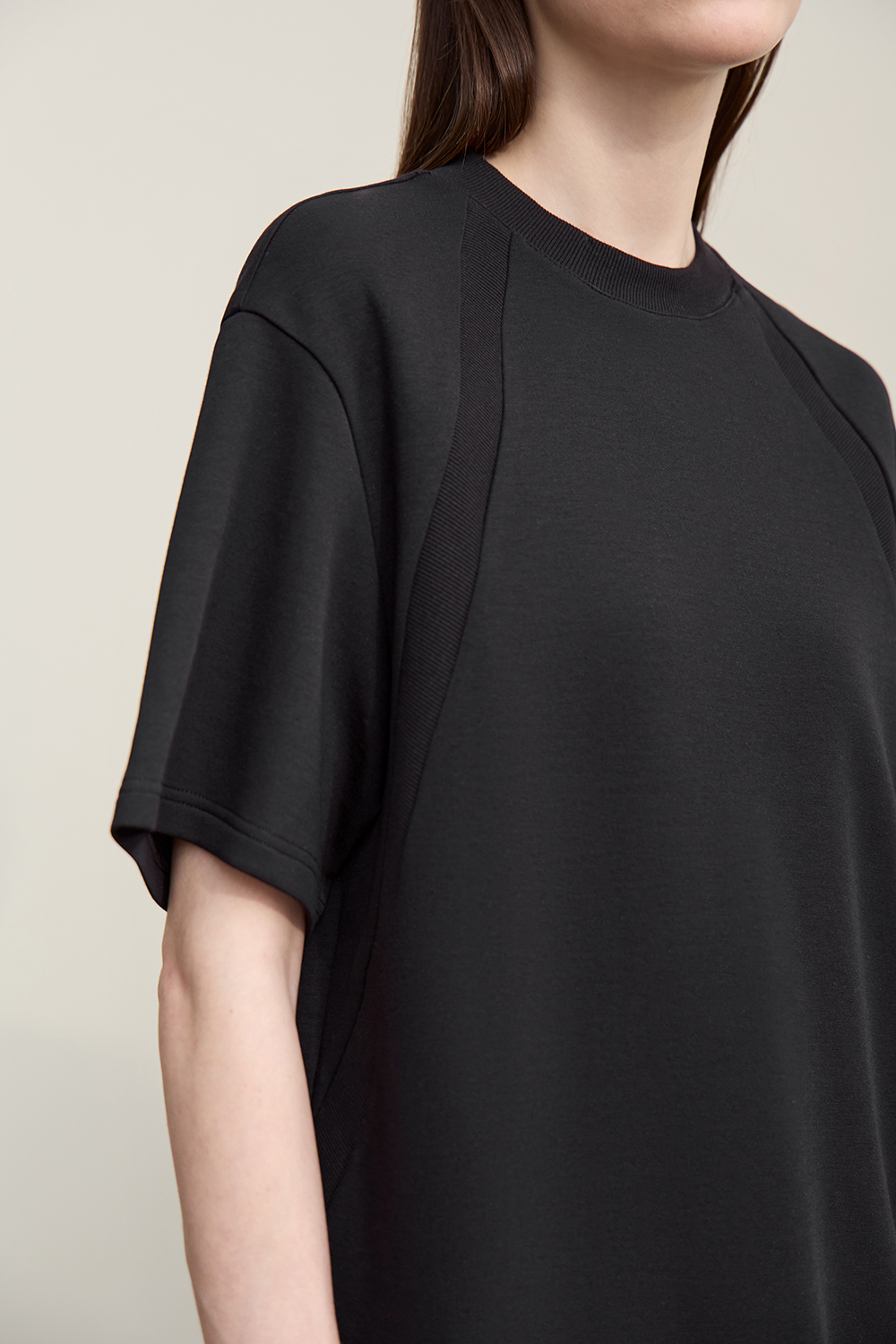 Ribbed Spliced Air Layer T-shirt